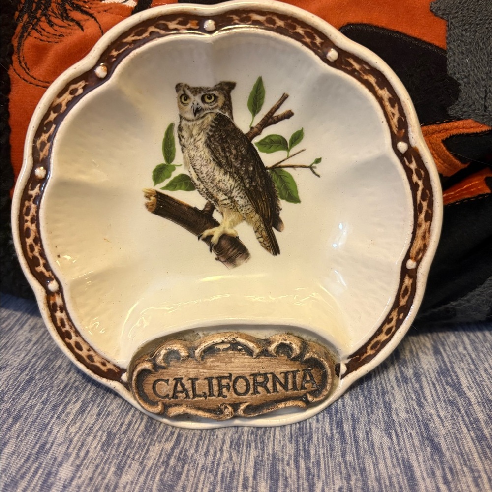 Treasure Craft White Ceramic Plate with Owl